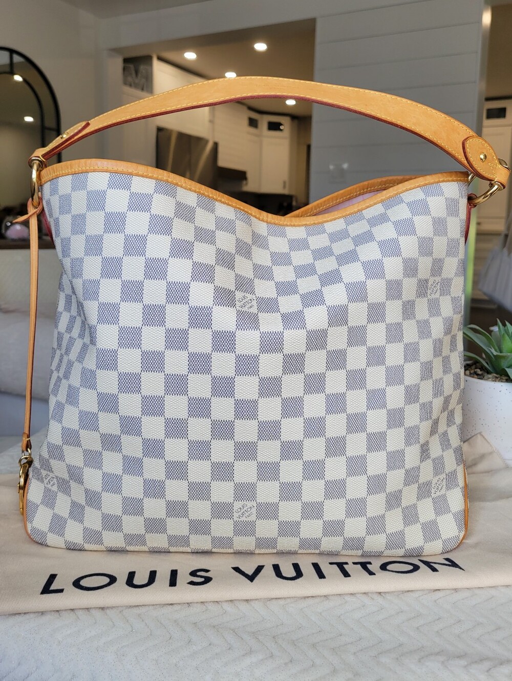 BEAUTIFUL🩷 Louis Vuitton DELIGHTFUL MM Damier Azur Hobo Shoulder Bag